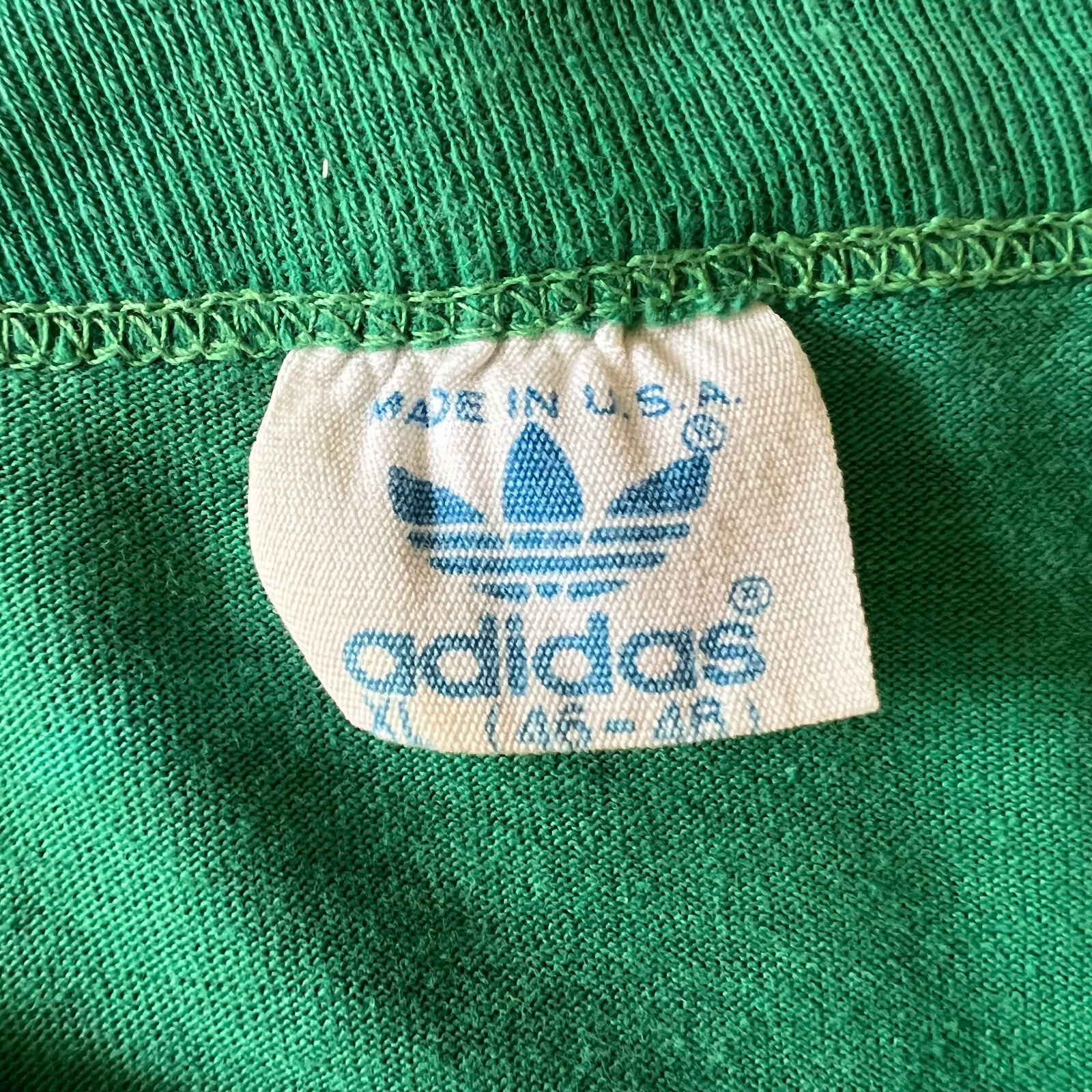 80s Adidas Trefoil Yellow on Green Single Stitch Vintage T Shirt - Picture 4 of 5