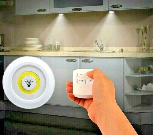 3 LED a Batterie con Telecomando Cucina Camera da Letto Bagno Armadio Vetrina - Foto 2 di 12