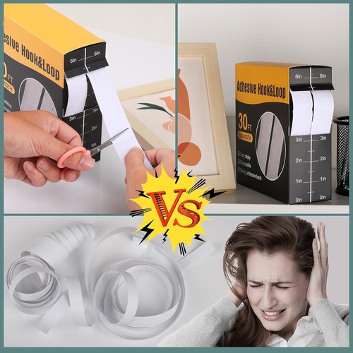 30Ft x 1 Inch Heavy Duty Hook and Loop Strips with Adhesive - Double Rolls, Self - Picture 3 of 15