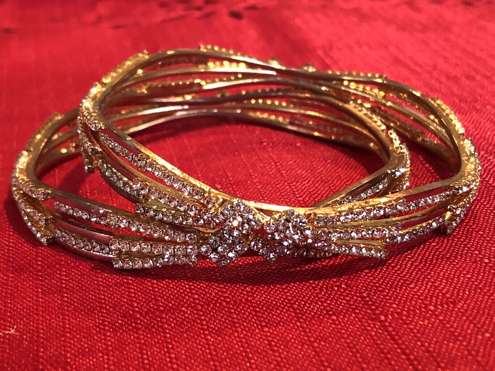Vintage Art Deco Rhinestone Bangle Bracelet Set o… - image 7