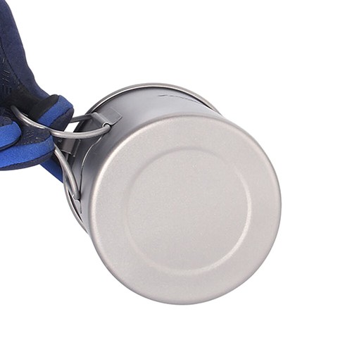 Lixada 750ml Titanium Pot Water Mug Cup with Lid Foldable Handle Outdoor Camping - Picture 3 of 10