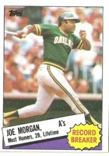 JOE MORGAN OAKLAND ATHLETICS #5 RECORD BREAKER - TOPPS NM-MT 1985