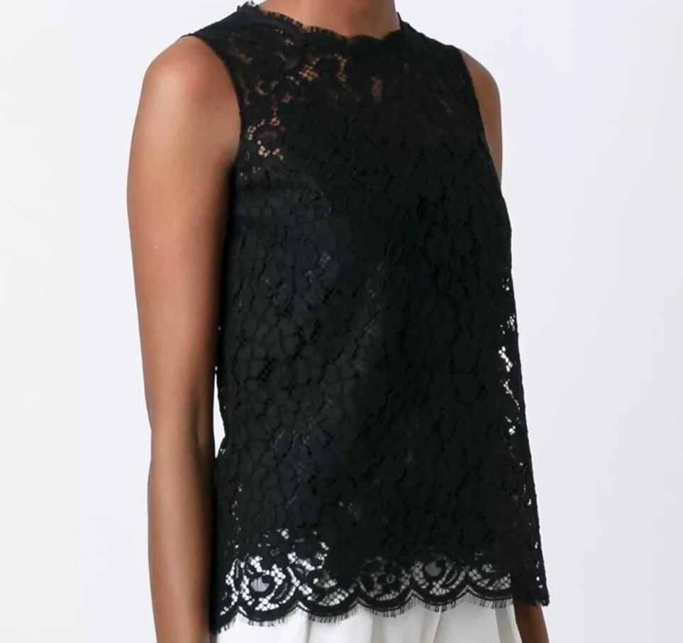 Top En Dentelle Dolce & Gabbana - Taille 42 (S) - Neuf Sans étiquettes - Soie, Motif Floral