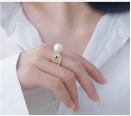 nuevo anillo de perlas mar sur natural 11-10 mm 925S se puede ajustar - Imagen 2 de 2
