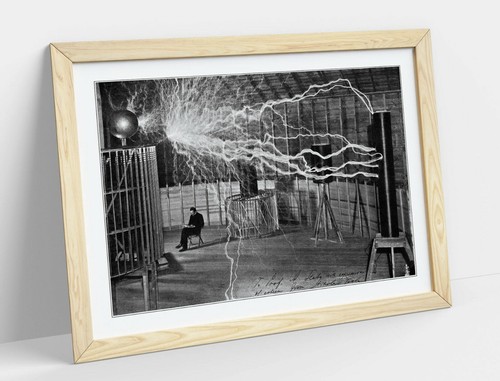 NIKOLA TESLA FARADAY CAGE -ART FRAMED POSTER PICTURE PRINT ARTWORK-BLACK & WHITE - Picture 3 of 10