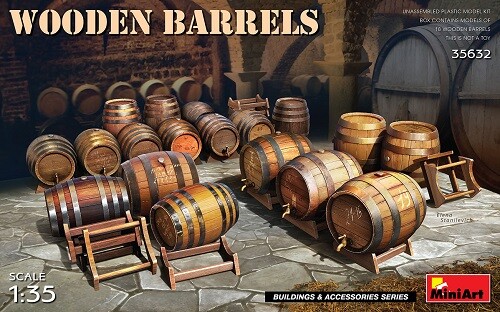 Miniart 550035632 - 1:35 Barili Di Legno - Nuovo - Foto 1 di 1