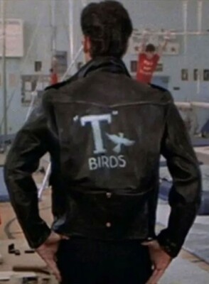 Danny Zuko Grease John Travolta Double Rider T Birds Black Leather Jacket