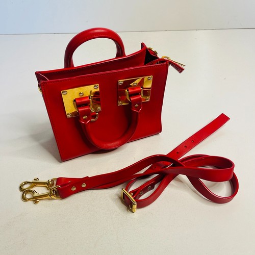 Sophie Hulme Square Albion Matte Leather Handbag Red Made in Spain - Picture 12 of 13