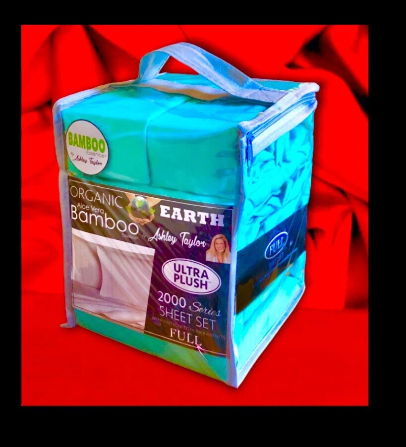*JUEGO DE SÁBANAS TAMAÑO COMPLETO Ashley Taylor Aloe Vera Bambú DeepPocket 2000 CONTADOR DE HILOS Foto 3 de 4