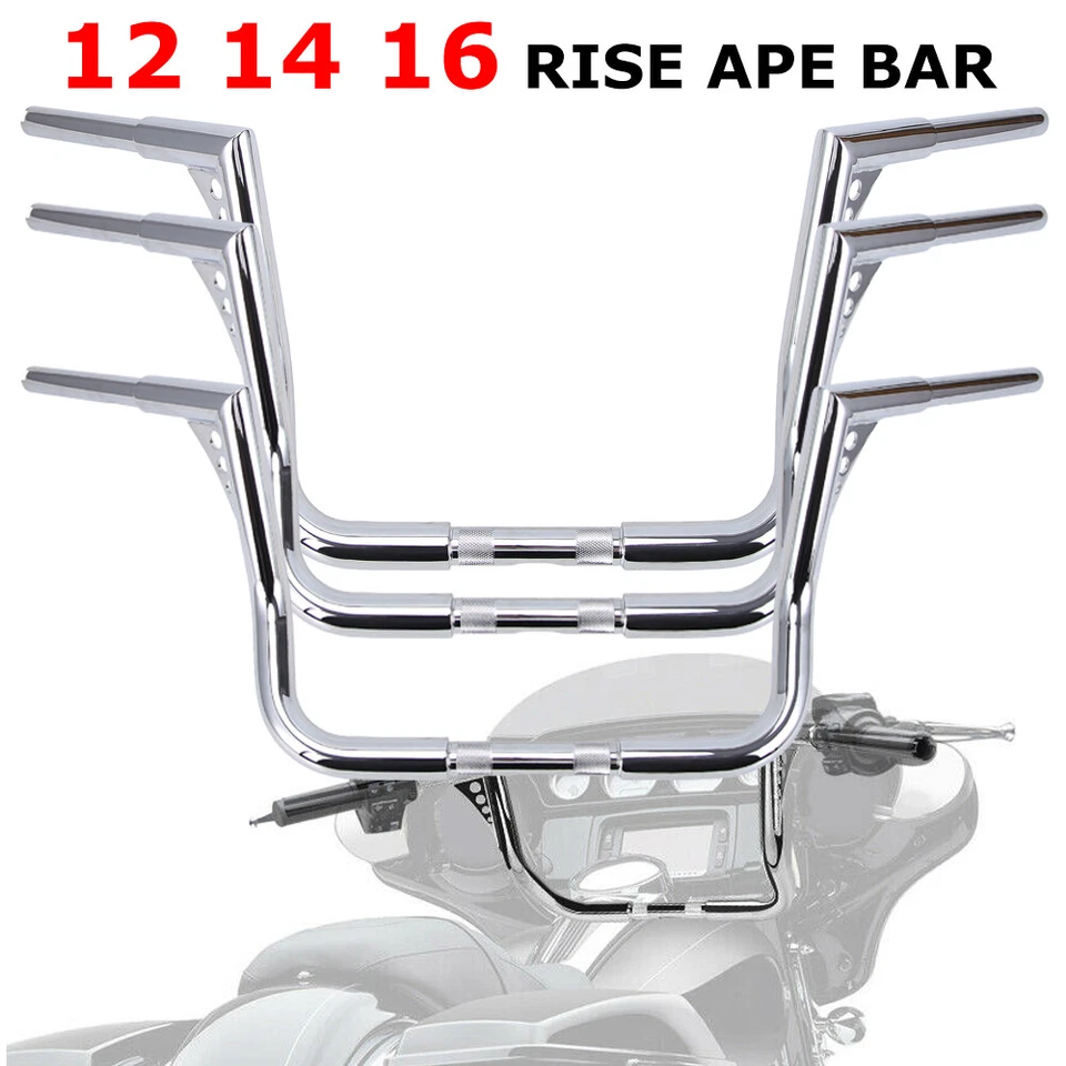 12 14 16" 18" Rise Ape Hangers HandleBar For Harley Touring Electra Street Glide Foto 4 de 4