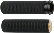 Arlen Ness Fly-By-Wire Fusion Series Grips Knurled W/ Brass Black 07-334
