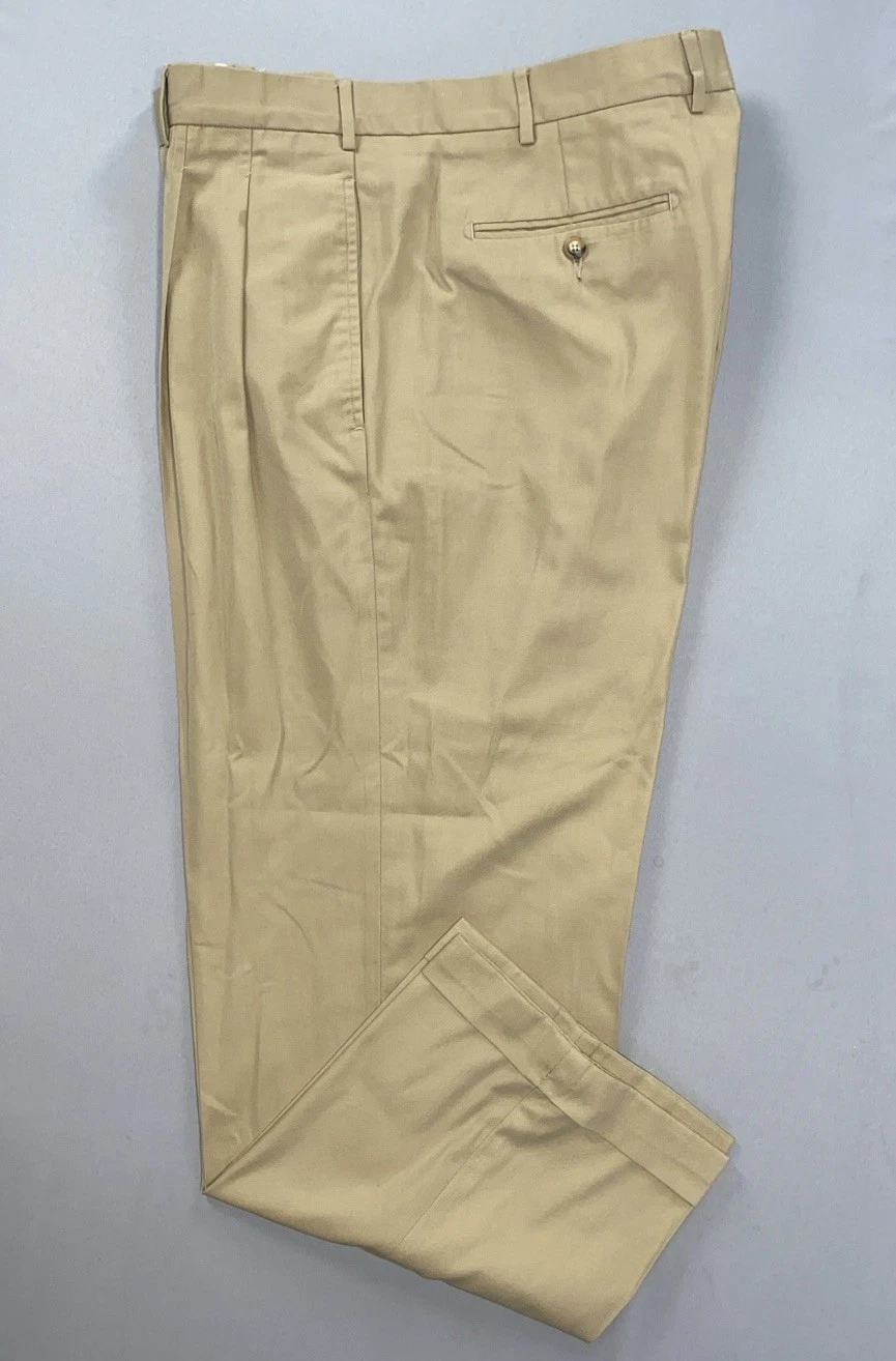 Faconnable Vintage Pleated/Cuffed Lightweight Poly-Cotton Chino Pants. 42X30.5