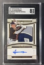 2023 PANINI NATIONAL TREASURES GOLD JACKSON MERRILL AUTO PATCH PSS-JM /49 SGC 8