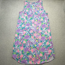 Lilly Pulitzer Dress Womens XL Teal Pink Sleeveless V Neck Maldives Green Turtle