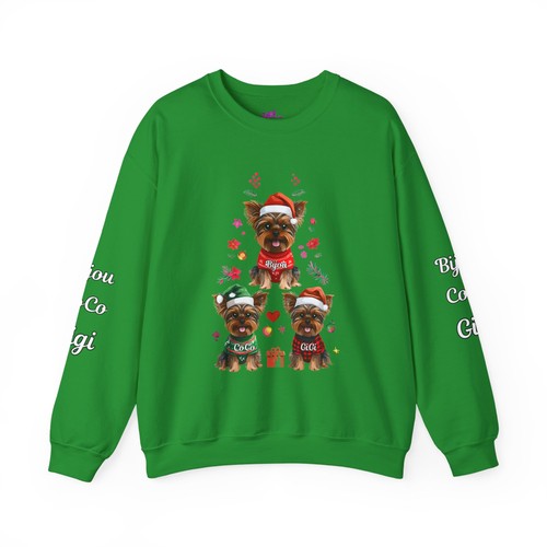 Yorkie Weihnachtssweatshirt, Weihnachtsgeschenk, Unisex Rundhalsausschnitt, individuell Hunde & Namen - Bild 3 von 9