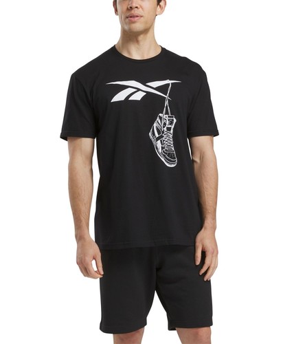 Reebok Men Regular fit Short Sleeve T-Shirt Shirt XXL Black Solid