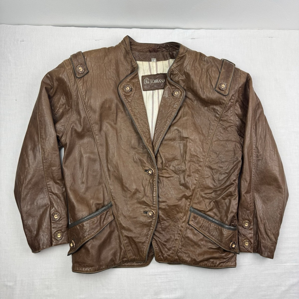 Vintage Toskana Leather Jacket Adult Large Brown | eBay