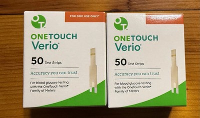 2 Boxes Of One Touch Verio Blood Glucose Test Strips - 2 x 50ct - EXP: 09/2026+