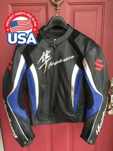 Suzuki Hayabusa Motorbike Leather Jacket In Cow hide/ 5 Protection Armour inside - Bild 1 von 4