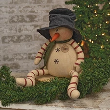 NEW PRIMITIVE SNOWMAN DOLL TOM BOY Christmas 18"Lx6"Wx6"D Winter Rustic Cloth
