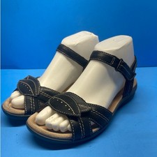 Clarks Artisan Womens Black Sandals Adjustable Strap Floral Size 6 M