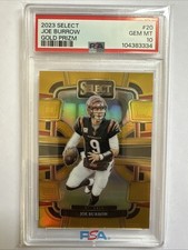 2023 Select GOLD #20 Joe Burrow /10 PSA 10 GEM MINT Bengals 10/10 Bookend