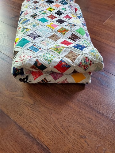 Cathedral Window Hand Stitched Hand Quilted, Quilt 90”x 94.5” Vintage - Picture 3 of 19