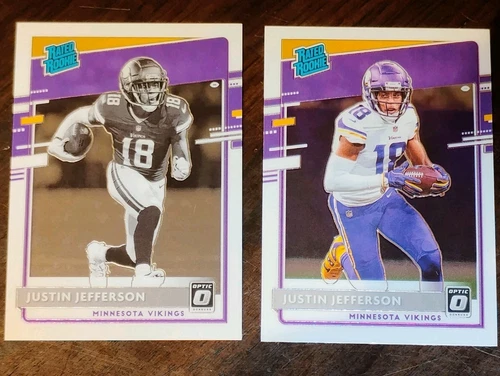 Justin Jefferson RC 2020 Donruss Optic Black & White Variation&Base #313 Vikings