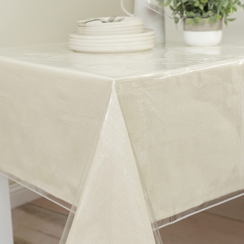 Heavy Duty Clear Plastic Tablecloth Protector 100% Waterproof Table Cloth O - Picture 3 of 9