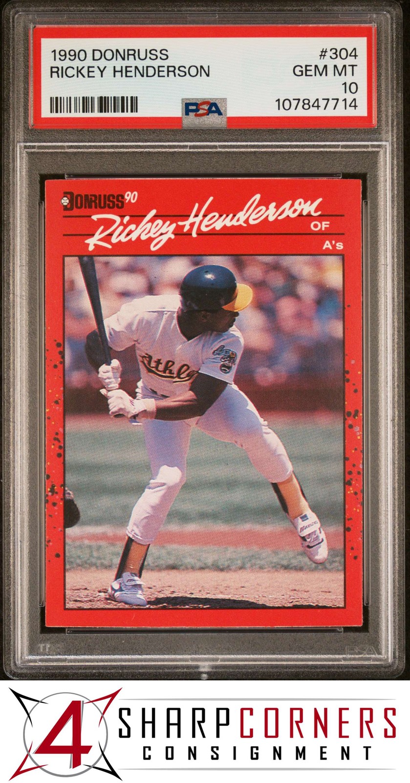 1990 DONRUSS #304 RICKEY HENDERSON ATHLETICS HOF PSA 10
