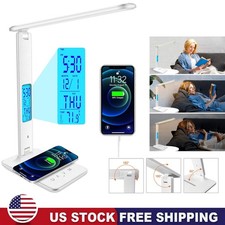 LED Desk Lamp with Wireless Charger   Dimmable, Home  Office, US Plug