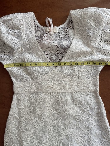 Mini Vestido LoveShackFancy Faye Blanco Encaje Manga Abullonada Talla 6 Nuevo con Etiquetas - Imagen 8 de 11