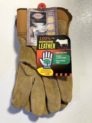 NEW Dickies Size Medium Premium Cow Leather Work Gloves w/ Heavy Protection
