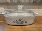 Vintage Corning Ware Blue Cornflower 1 Quart Casserole Dish A-1 Pyrex Lid USA