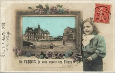 Old postcard of VANNES I send you these flowers (27408)