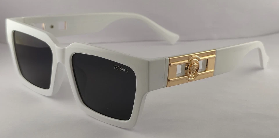 Gafas de sol Versace de lujo | Marco de plástico blanco | Lentes negras 100 % con protección UV Foto 3 de 4