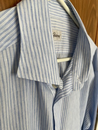 Brioni Blue striped Linen Casual shirt XL - Picture 12 of 23