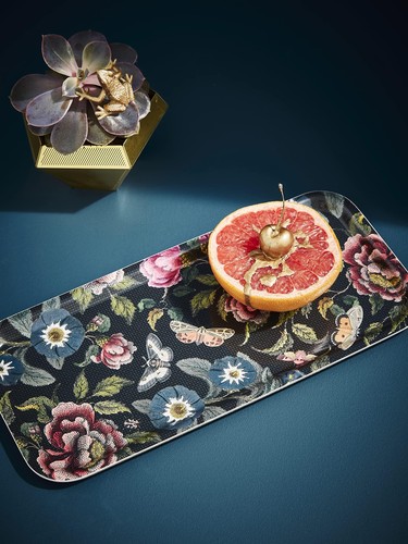 Creatures of Curiosity Rectangular Serving Tray - Dark Floral Birch Veneer wi... - Picture 5 of 8