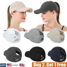 Ponytail Hat Baseball Cap, Adjustable Criss Cross Baseball Cap High Bun Unisex