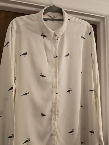 JOULES ELVINA CREAM BIRD BLOUSE SZ 20