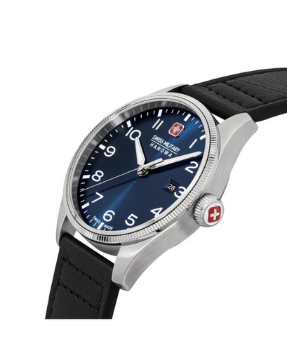 Orologio SWISS MILITARY HANOWA Uomo Analogico Quarzo Casual Abito Classico Quadrante Blu Wat - Foto 7 di 7