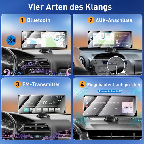 10.26'' Tragbarer Apple Carplay Android Auto Autoradio USB AUX Bluetooth &Kamera - Bild 7 von 17
