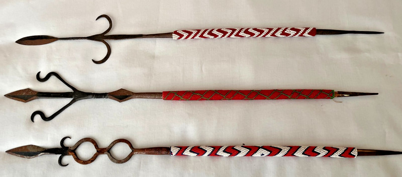 Vintage 3 Piece 24” Metal Spears With Beading