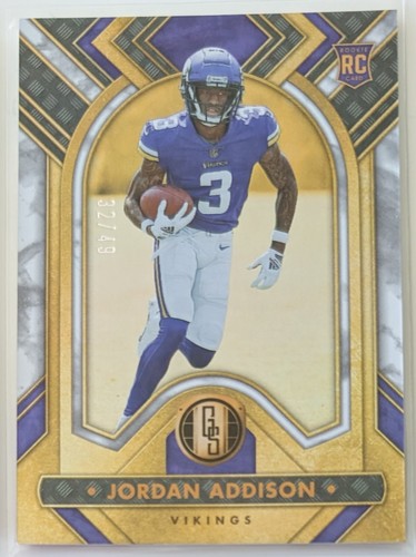 2023 PANINI BLACK JORDAN ADDISON ROOKIE PATCH AUTO RPA /50 + Gold Standard /49 - Picture 3 of 4