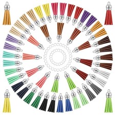 50 Pcs Keychain Tassels Bulk for DIY Crafting, Leather Tassels for Keychain