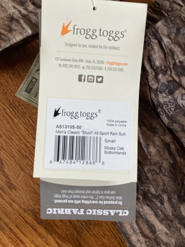 NWT Froggtoggs Mens Classic Short All-Sport Rain Suit Small Mossy Oak - Picture 4 of 13