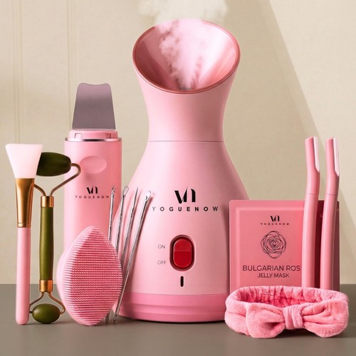 At-Home Facial Steamer Spa Kit with 17 Essential Tools for Skincare & Relaxation