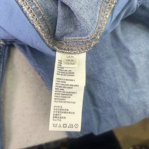 Pantalones de mezclilla We The Free Barrel para mujer M azul tiro alto botón mosca plisado - Imagen 15 de 18