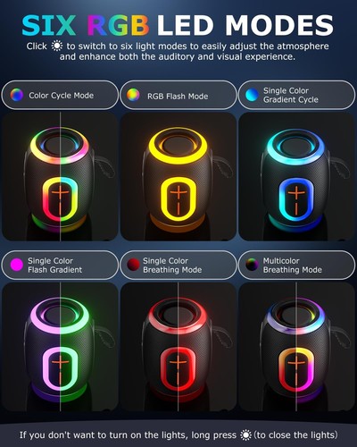 Portable Bluetooth Speaker with Stereo Sound, IPX5 Waterproof Wireless Speake... - Picture 2 of 9