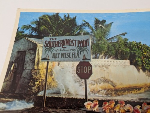 Carte postale ancienne Key West Florida FLA. Coquillages point le plus méridional palmiers océaniques - Photo 5/5